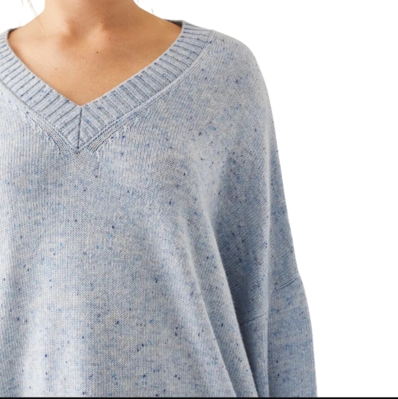 MERSEA Montauk Speckled Knit V Neck Sweater Baby Blue OS - Picture 7 of 12
